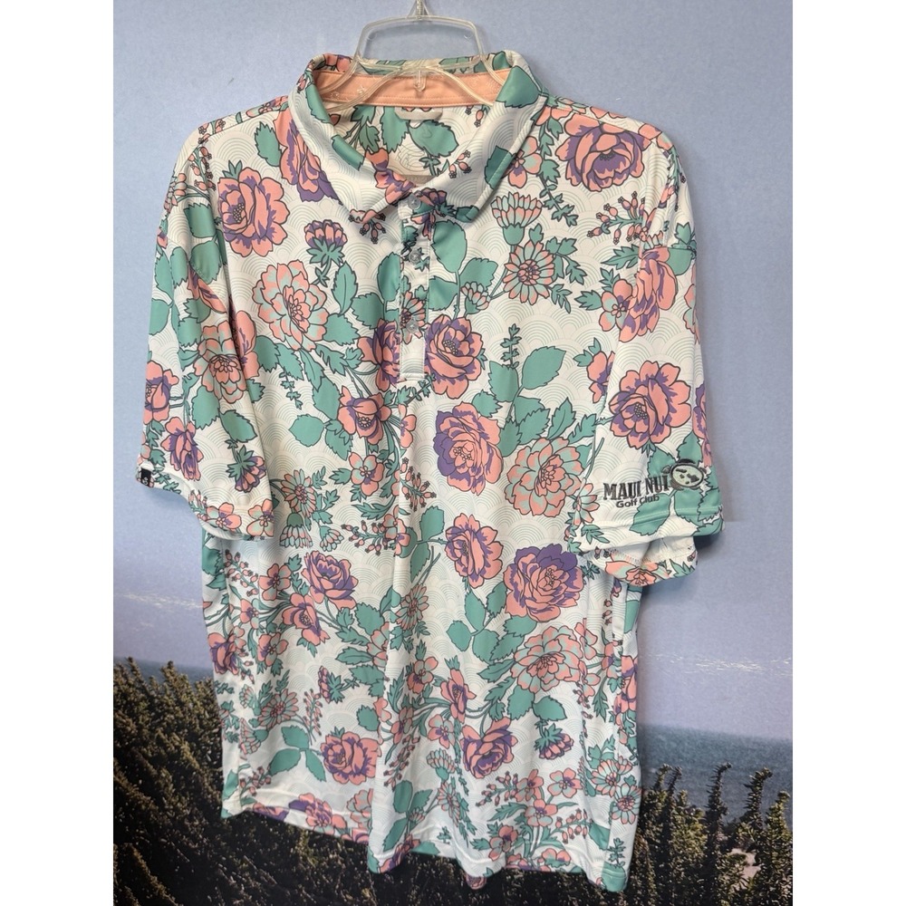 Swannies Golf Polo Shirt Mens 2XL Oahu Country Club Honolulu Floral Pink
